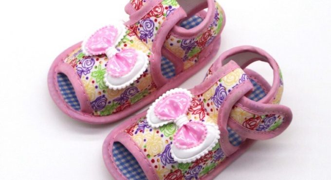 Baby newborn sandals casual classic bow sandals dot print baby soft bottom cotton toddler shoes