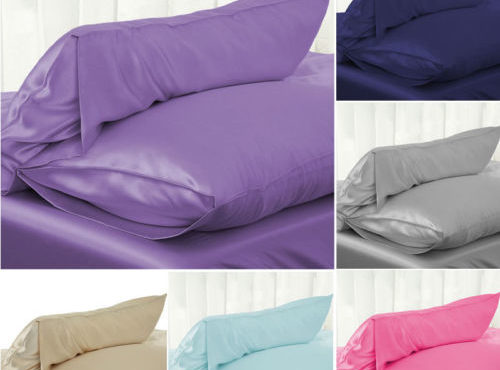 1PC 51*76cm Luxury Silky Satin Pillow Case Pillow Cover Solid Color Standard Pillowcase Baby Bedding