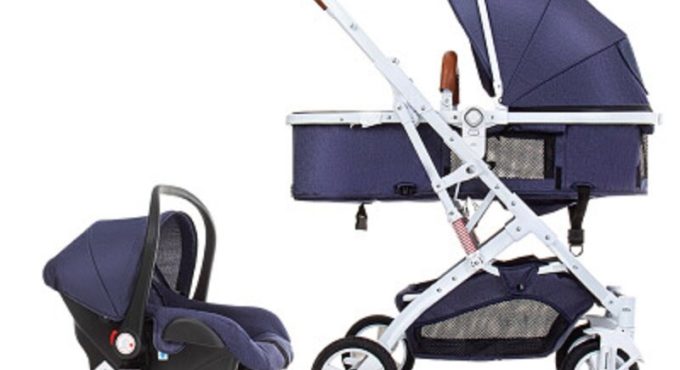 High landscape 3 in 1 baby stroller can sit reclining folding ultra-light baby newborn child four-wheel stroller