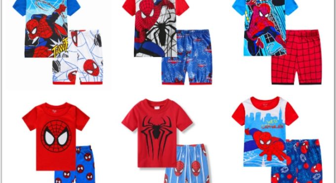 Summer Children Pajamas Short Sleeve T Shirt+Shorts Sets Kid Pyjamas Boy Girl Pijamas Cartoon Spiderman Elsa Baby Sleepwear Suit