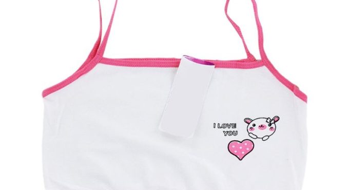 Puberty Young Girls Training Bra Cartoon Bear Heart Print Cotton Underwear 6-14T XXFE