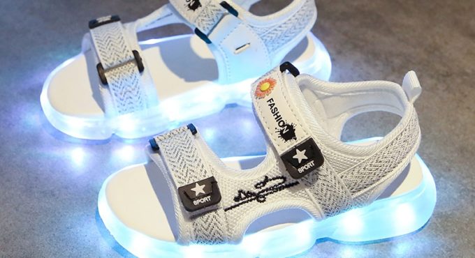 Size 25-35 Children's Casual Sandals For Boys Soft LED Shoes With Lights USB Charged Luminous Sandals Kids Girls Glowing Shoes