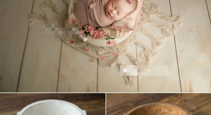 2021 Vintage Newborn Photography Basket Wooden BowlBaby Photoshooting Props Classic Infant Photo Wooden Bowl Studio Wood Crib Ba