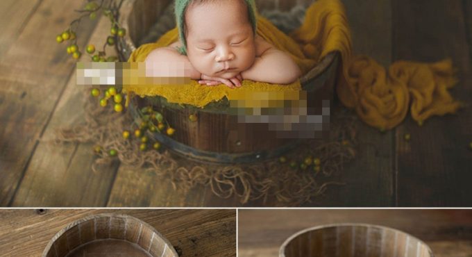 2021 Vintage Newborn Photography Wooden Basket Baby Photoshooting Props Classic Infant Photo Studio Wood Crib Basket Accessories