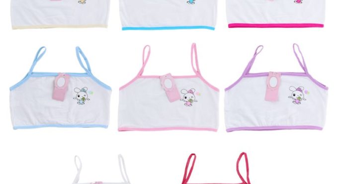 Puberty Girls Cotton Training Bra Single Layer Cartoon Rabbit Underwear Crop Top 24BE