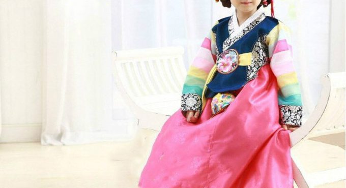 Children Korean Girl Hanbok Embroidery Dress Long Sleeve Costume Ethnic Dance Traditional Cute Cosplay Tailored + Free Shipping