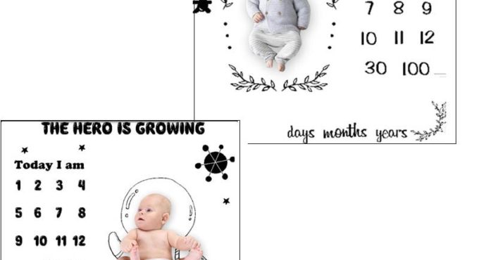 Baby Milestone Blanket Newborn Photo Background Cloth Infants Monthly Record Growth Swaddle Wrap Photography Props