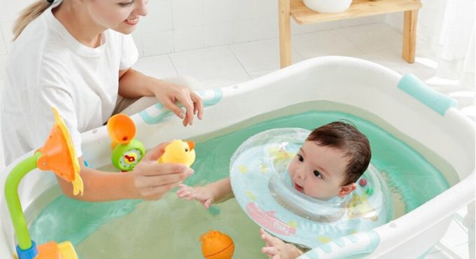 Baby Inner Baby Folding Bath Tub 42.1*23.2*20.9in Large Capacity Bath Barrel Comfortable Household Children Bathtub