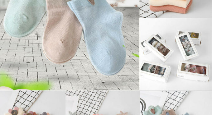 Children Accessories Toddler Kids Socks Girls Cotton Leg Warm 3D Cartoon Button Socks Baby Candy Color short Socks