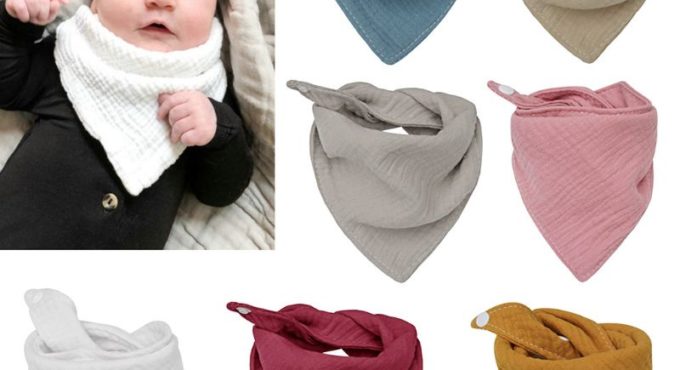 Baby Infant Cotton Bib Newborn Solid Color Triangle Scarf Feeding Saliva Towel Bandana Burp Cloth Boy Girl Shower Gifts