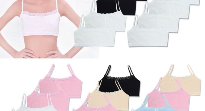 4pcs/set Lace Cotton Young Girls Training Bra Kids Vest Teens Teenage Underwear Children Bras for 8 9 10 11 12 13 14 years old