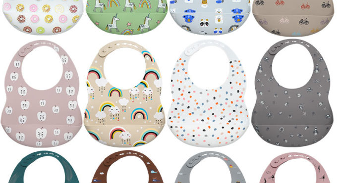 2020 New Printed Carton Silicone Bib Waterproof Baby Feeding Newborn Cartoon Aprons Adjustable Baby Bibs Burp Cloth