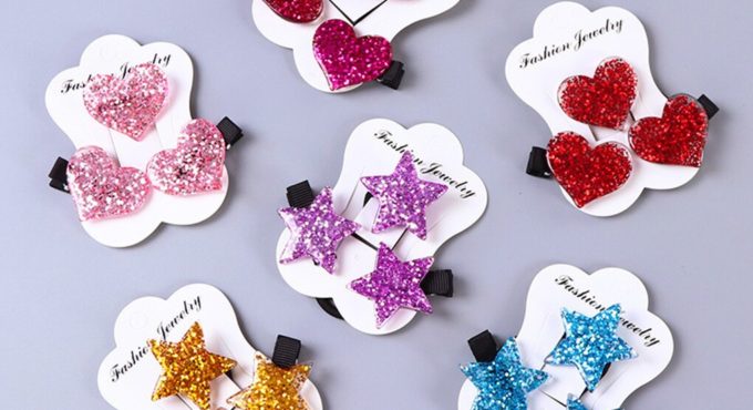 3Pcs/set Children Headwear Star Heart Elastic Hair Band Hair Clips Kids Girls Solid Color Hair Rope Claw Hair Clips Accessories