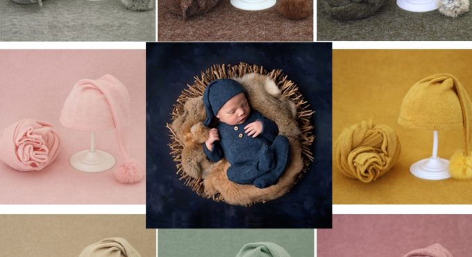 Soft Baby Photo Wraps With Hat 2pcs Sets Newborn Boys Girls Photography Swaddle Blanket Infant Picture Props Accessories