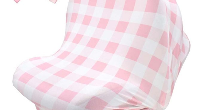 Fresh Plaid Breastfeeding Towel Hair Band Set Multi-function Safety Seat Cover Baby Bow Hair Band