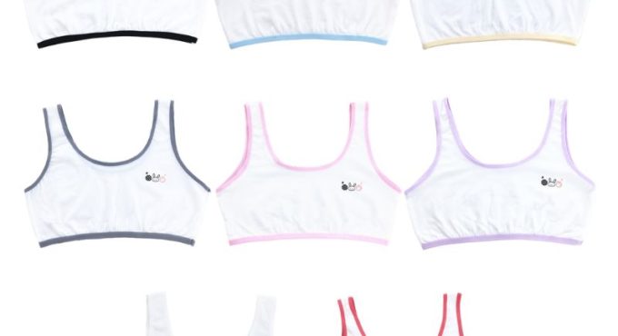 Puberty Girls Single Layer Underwear Cartoon Rabbit Wide Straps Sports Tank Bra P31B