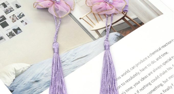 2020 new Tang costume headdress retro national style hair accessories tassel Flower Clip children's Hanfu accessories purple