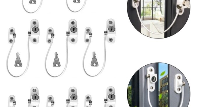 AYRA 8Pcs Window Security Chain Lock Window Cable Lock Restrictor Multifunctional Window Lock Door Security Guard Baby Safety