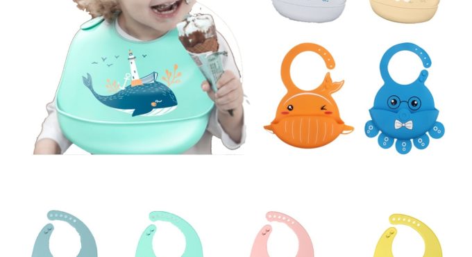 Baby Stuff Waterproof Silicone Bib Feeding Baby Newborn Cartoon Aprons Adjustable Baby Bibs Burp Cloths Bandana Bibs