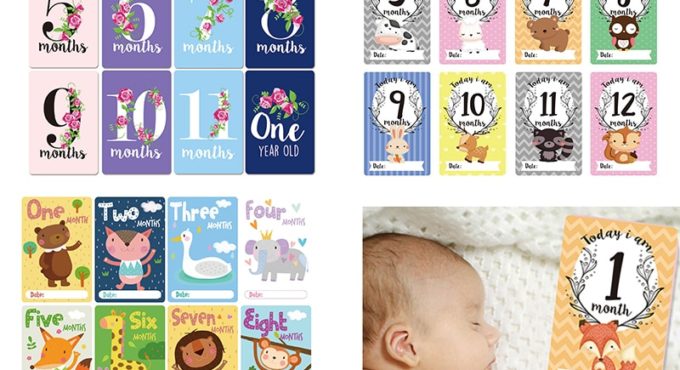 12 Sheet Milestone Photo Sharing Cards Gift Set Baby Age Cards Baby Milestone Cards, Baby Photo Cards - Newborn Photo Baby Gift