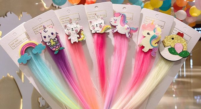 Cute Girls Hairpin Child cartoon unique wig hairpin unicorn hairpin female cute girl baby side clip bangs clip hair accessories