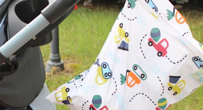 Reusable Diaper Handbag Baby Stroller Waterproof Diaper Bags Cartoon Cars Print with Zipper