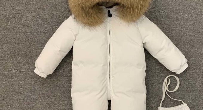 -30 Degree Infant Snowsuit Real Fur Collar Duck Down Filling Thick Warm Toddler Boys Girls Down Rompers Baby Winter Jackets