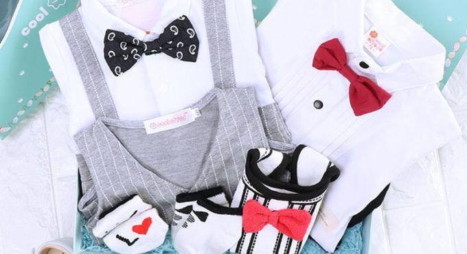 2 sets clothes in one box Newborn baby clothes cotton clothing gift summer jumpsuit kids 100 days birthday gift gentleman boy