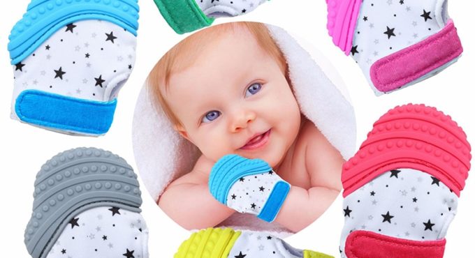 1Pcs Baby Teether Glove Cute Cartoon Star Pattern Baby Teething Glove Adjustable Anti-bite Baby Chew Glove Toys Infant Oral Care