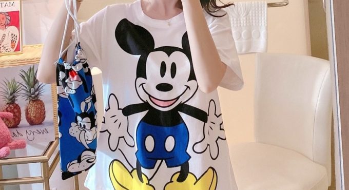 Disney Mickey Minnie Women Pajamas Set Summer Cute Cartoon Short Sleepwear Girls Comfortable Home Clothes