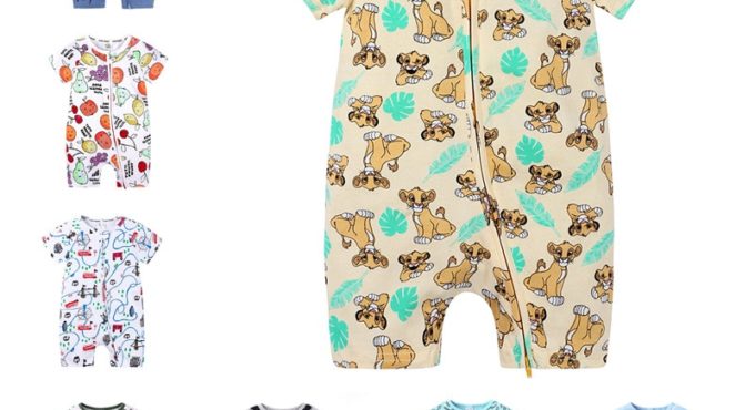 Short-Sleeve Baby Rompers Animal Dinosaur Print Baby Boy Clothes Jumpsuit Summer Onesie Infant Baby Girls Newborn Clothings