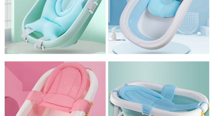 Large Folding Baby Bath Tub Portable Bath Bucket Anti-Slip Bottom Newborn Baby Swim Tubs Portable Children Non-Slip Kids Bathtub