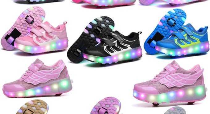 Two Wheels Luminous Sneakers Led Light Roller Skate Shoes for Children Kids Led Shoes Boys Girls Shoes Light Up With wheels Shoe