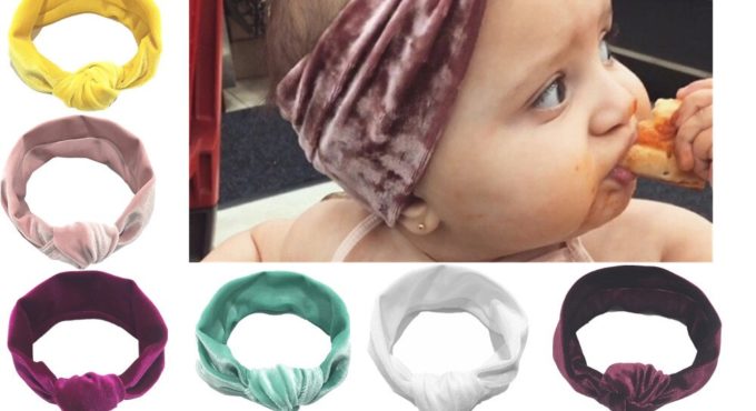 11 Colors Cute Big Bow Velvet Headbands Baby Girls Turban Knotted Ribbon Hair Band Infant Accessories Head Wear Wrap