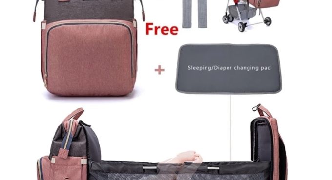 LEQUEEN Large Capacity Diaper Bag Backpack Multifunctional Baby Bed Bags Maternity Nursing Handbag Stroller Bag with Hooks Bag