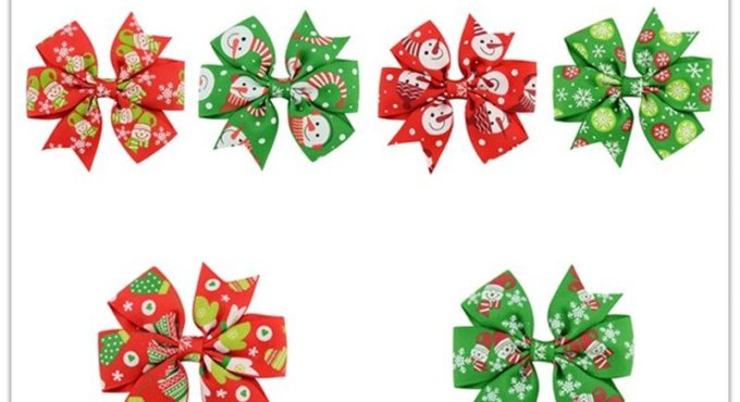 Boutique Christmas 3 quot; Hair Bows Alligator Clips For Babies Toddlers In Pairs Children's Christmas Bow Hairpin