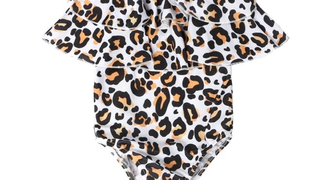 Kaiya Angel Baby Girl Summer Clothes Leopard Print Swimsuits Outfit Bodysuit