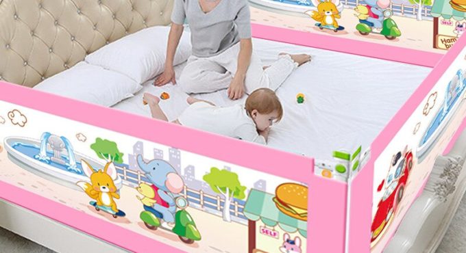 Baby Bed Fence Bed Rail 200cmx83cm Child Safety Barrier for Children Bed Side Bumper Security Fencing Guardrail Kids Playpen