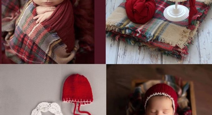 Newborn Photography Props Baby Christmas Hat Photography Blanket Wraps Photo Studio Shoots Accessories Photo Props