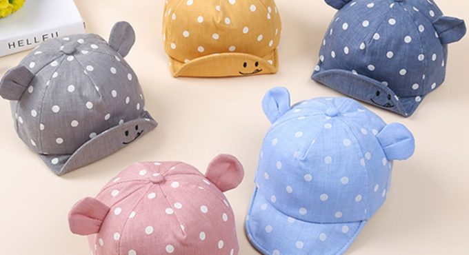 1PC Children Sun Hats Toddler Cap Cute Dot Baby Cap Girl Boys Sun Hat With Ear For Spring Newborn Photography Props Baseball Cap