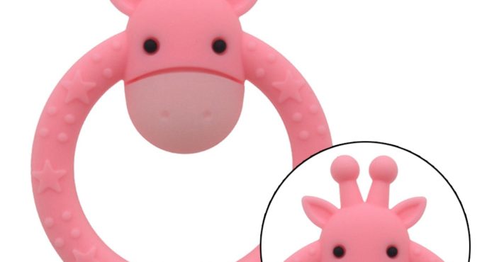 New Safe Baby Ring Hand Silicone Teether Molar Rod Infant Cute Cartoon Shape Chew Kids Teething Toys