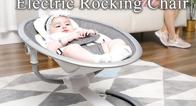 Babyinner Electric Baby Rocking Chair Bassinet Newborn with Mosquito Kids Swing 360 Degrees Rotatable Cradle Baby Sleeping Bed