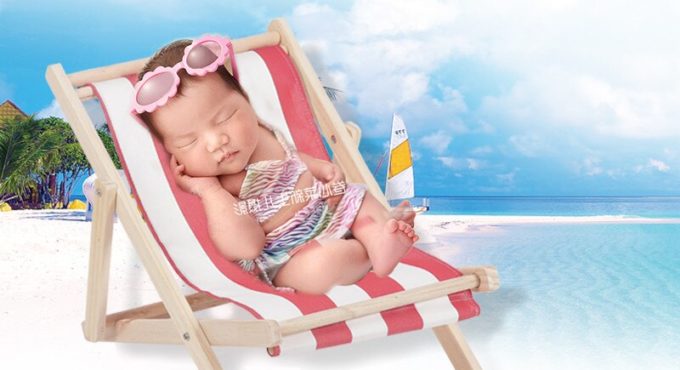 Newborn Photography Prop Handmade Vintage Wooden Beach Chair for Baby Photography Props Newborn Photo Posing Props Infantil