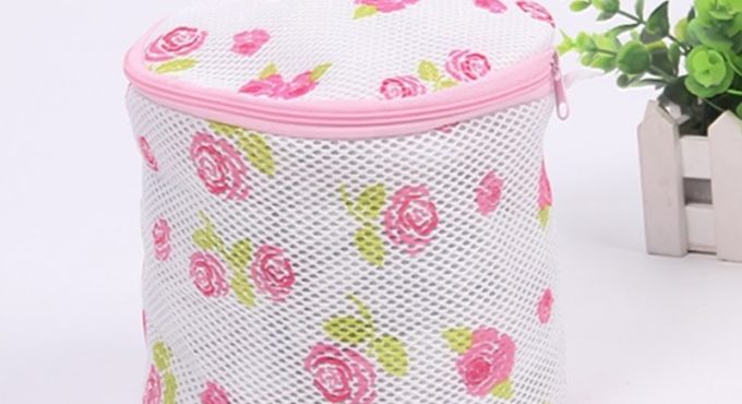 Folding Floral Laundry Net Mesh Bag Organizer Underwear Bra Washing Machine Aid Basket Zipped Wash Hamper Bag Organizer