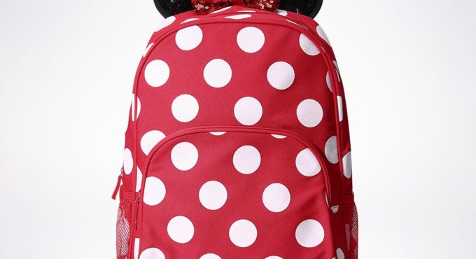 Original Disney Lovely Minnie Red Roller Pull Rod Bag Double Shoulder Bag Student Schoolbag Pull Rod Backpack 6930018950704