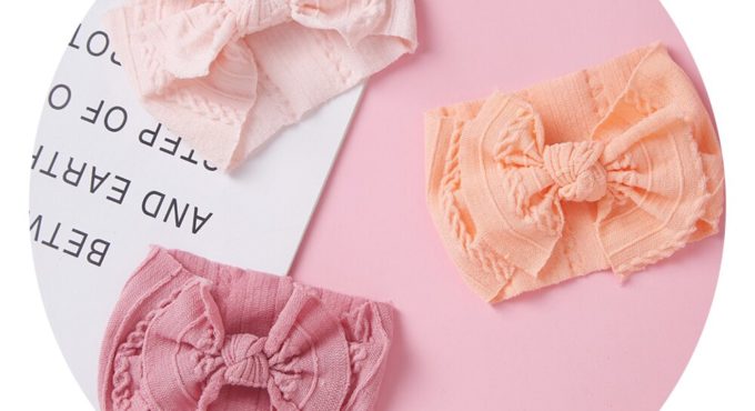 Bulk 120pcs/lot Newborn Mini 9x6cm Ribbed Nylon Headbands,Knotted Hair Bow Nylon Baby Turban Ribbed Headband for Infant Girls