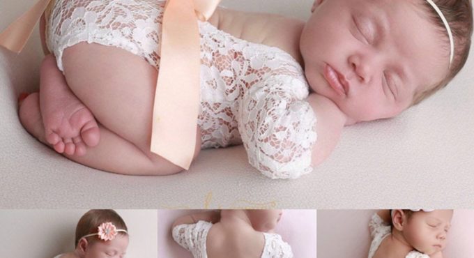 Baby Photography Props Clothing Deep V Backless Clothes Newborn Photo Lace Romper Toddler Hollow Design Photograph Accessories