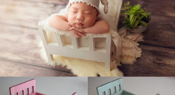 Newborn Photography Vintage Wooden Bed Baby Photoshoot Props Furniture For Studios Photo Shooting Infant Crib Studio Accessories