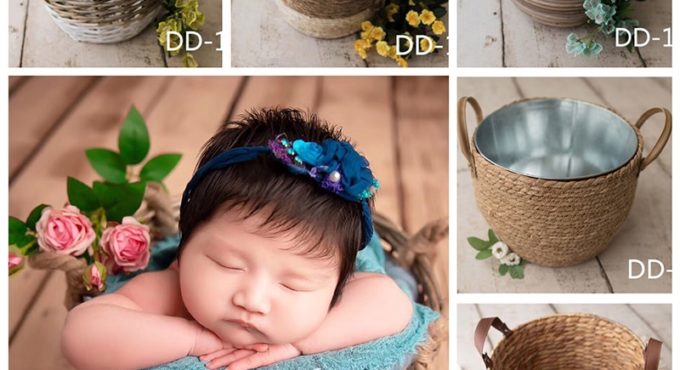 Newborn Photography Session Prop Basket Baby Photo Shoot Studio Posing Rattan Basket fotoshooting Accessories Photo Product Tool