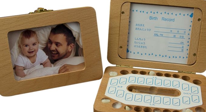 Wooden Baby Tooth Box Milk Teeth Storage Lanugo Umbilical Organizer Collect English Language Baby Keepsake Save Gifts